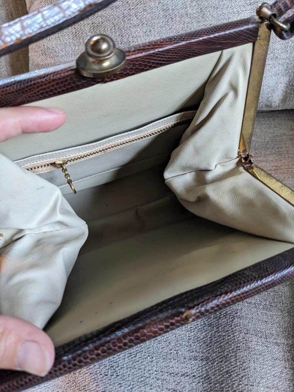 Classic Brown Textured Leather Top-Handle Bag